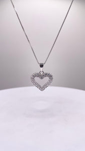 Heart Pendent & Box Chain In Silver With Cubic Zirconias