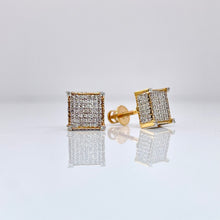 Load image into Gallery viewer, 0.60 CT. Natural Diamond Square Shape Stud Earrings In 10 KT Yellow Gold