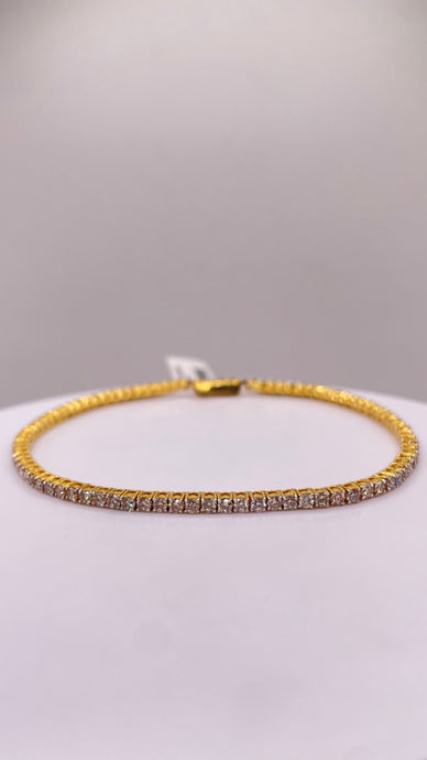 2.3mm 3.51 CT. T.D.W Natural Diamond Tennis Bracelet In 10 KT Yellow Gold