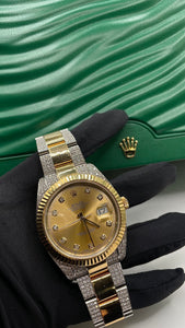 41mm Two-Tone 18 KT DateJust Rolex Watch With VS Natural Diamonds & Champagne Diamond Dial