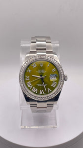 41mm DateJust Rolex With Olive Green Diamond Dial