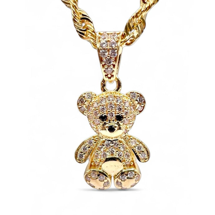 Teddy Bear Pendent In 10 KT Yellow Gold With CZ