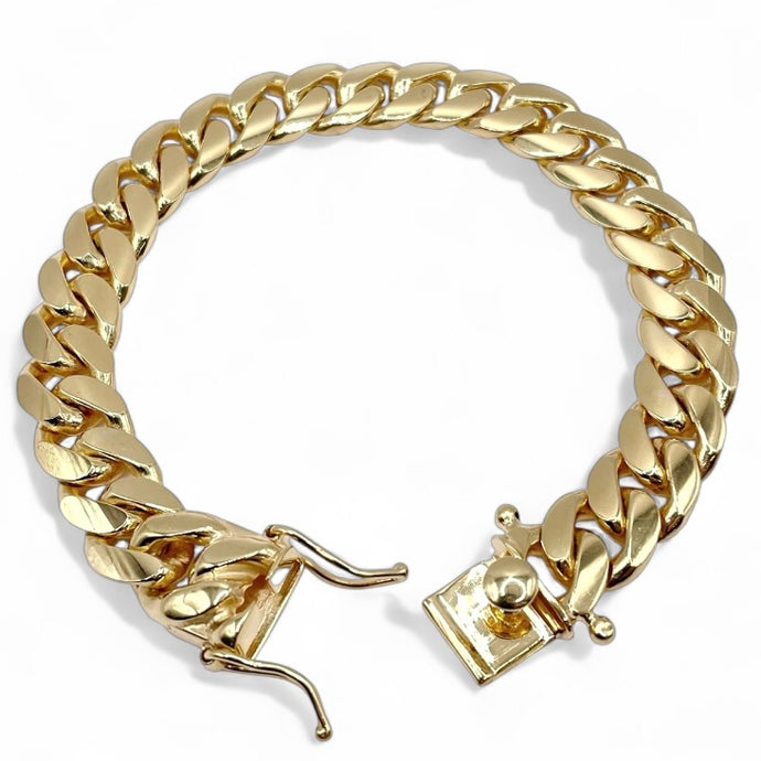 12mm Miami Cuban Link Bracelet In 10 KT Yellow Gold