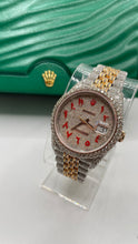 Load image into Gallery viewer, 36mm Two-Tone DateJust Diamond Rolex With Red Arabic Dial