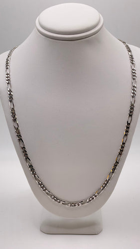 3.8mm Figaro Link Chain In 10 KT White Gold