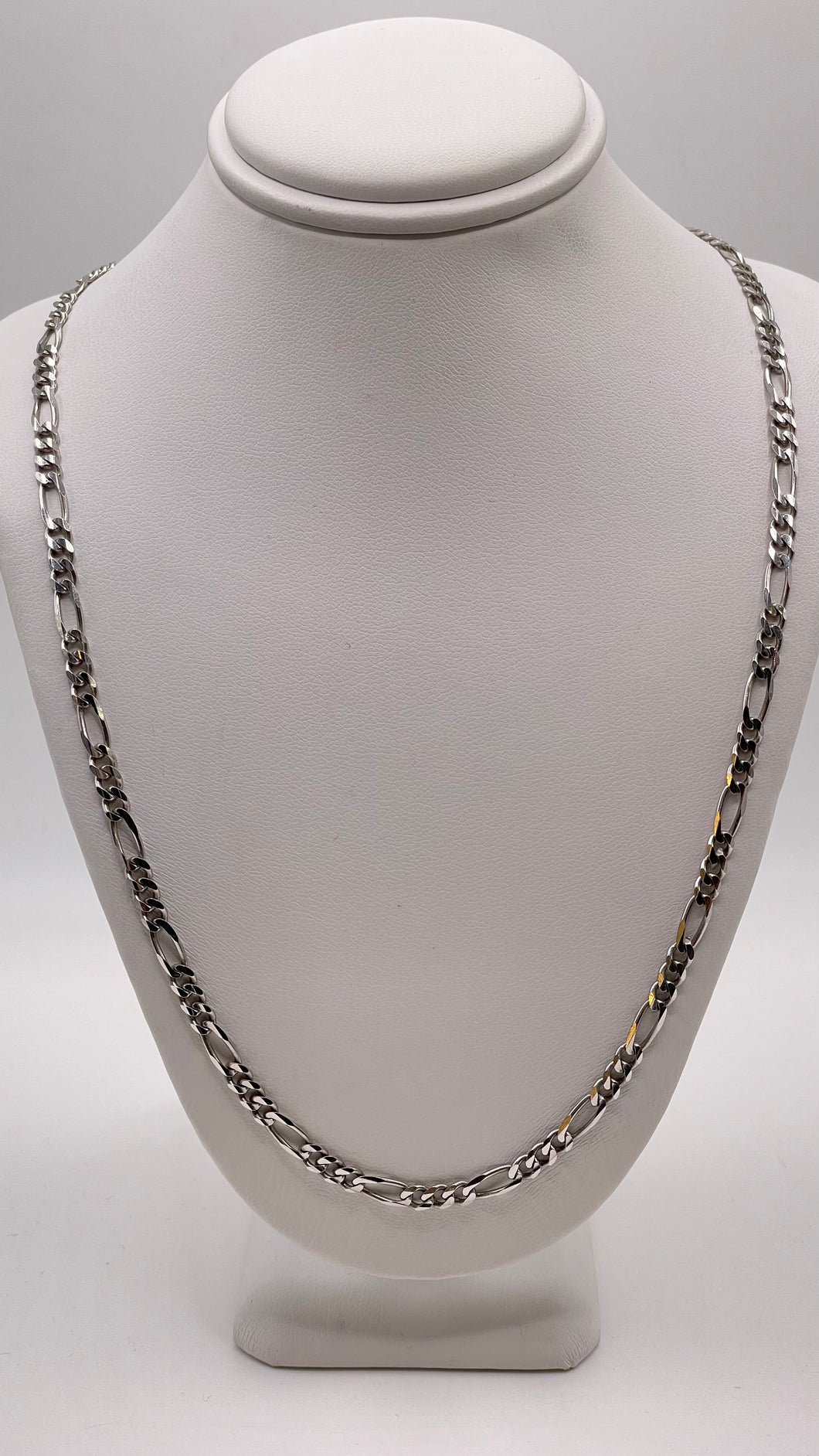 3.8mm Figaro Link Chain In 10 KT White Gold