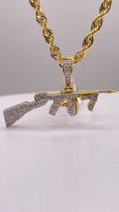 0.32 CT. Natural Diamond Assault Rifle Pendent In 10 KT Yellow Gold