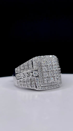 Men’s Rectangle Shape Silver Ring With CZ