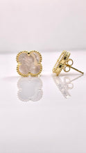 Load image into Gallery viewer, Clover Earrings In 10 KT Yellow Gold With White Mother-Of-Pearl