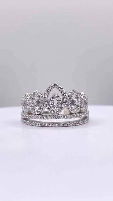 Women’s Tiara Ring In Silver With CZ