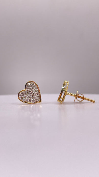 0.27 CT. Natural Diamond Heart Shape Stud Earrings In 10 KT Yellow Gold