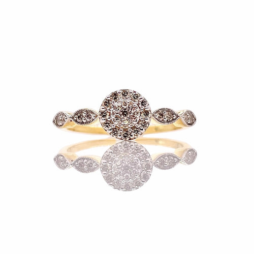 0.22 CT. Natural Diamond Round Shape Women’s Ring In 10 KT Yellow Gold