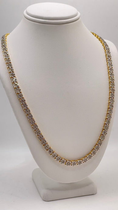 16.04 CT. Natural Diamond Cluster Setting Tennis Chain In 10 KT Yellow Gold