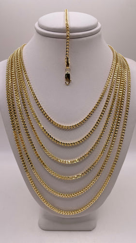 2.2mm Franco Link Chain In 10 KT Yellow Gold
