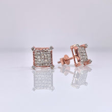 Load image into Gallery viewer, 0.31 CT. Natural Diamond Square Shape Stud Earrings In 10 KT Rose Gold