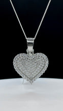 Load image into Gallery viewer, Heart Pendent &amp; Curb Chain In Silver With CZ