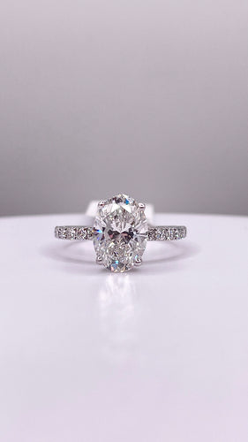 2.58 C.T. T.W Oval-Cut Certified Lab Grown Diamond Engagement Ring In 14 KT White Gold