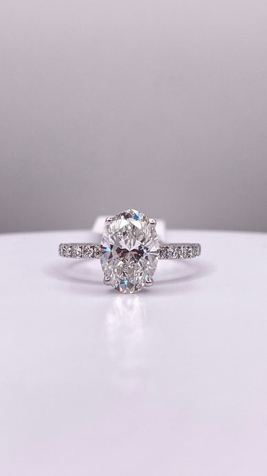 2.58 C.T. T.W Oval-Cut Certified Lab Grown Diamond Engagement Ring In 14 KT White Gold