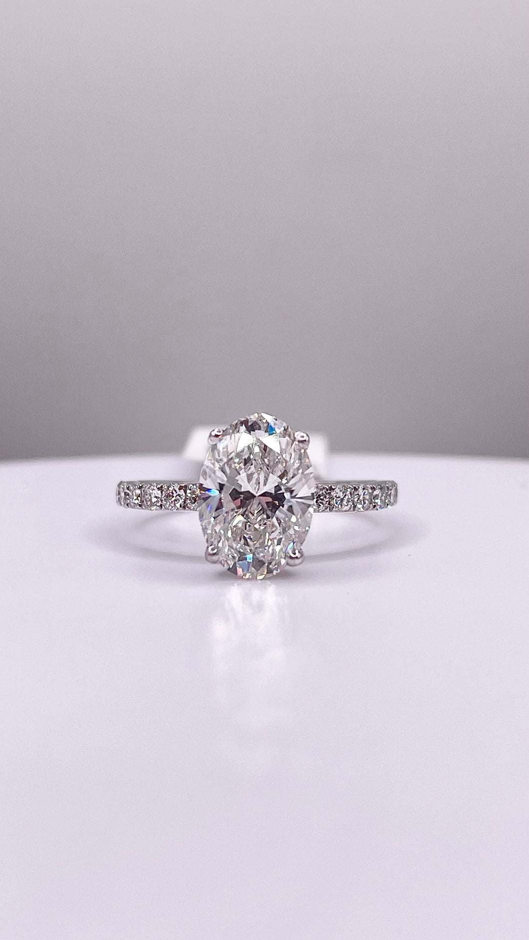 2.58 C.T. T.W Oval-Cut Certified Lab Grown Diamond Engagement Ring In 14 KT White Gold