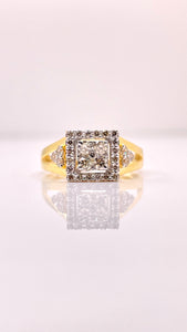 0.50 CT. Natural Diamond Women’s Square Shape Ring In 10 KT Yellow Gold