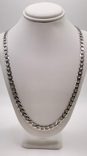 5.8mm Solid Curb Link Chain In 10 KT White Gold
