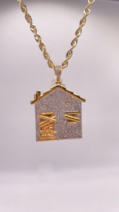 2.31 CT. Natural Diamond Trap House Pendant In 10 KT Yellow Gold