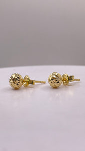 Diamond Cut Stud Earrings In 10 KT Yellow Gold
