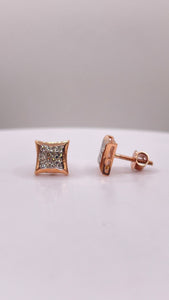 0.12 CT. Natural Diamond Square Shape Stud Earrings In 10 KT Rose Gold