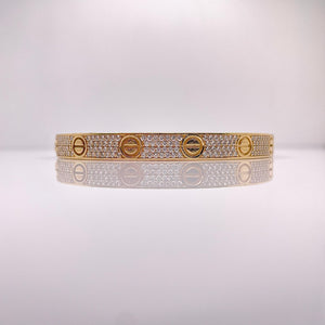 3.16 CT. VVS/VS Natural Diamond Love Bangle In 10 KT Yellow Gold
