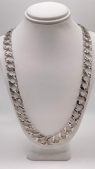 10mm Diamond-Cut Link Chain In 10 KT White Gold