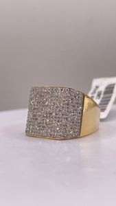Men’s Square Shape Natural Diamond Ring In 10 KT Yellow Gold