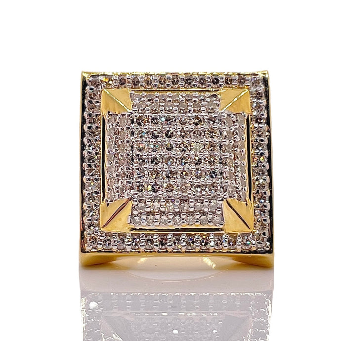 1.81 CT. Natural Diamond Men’s Square Shape Ring In 10 KT Yellow Gold