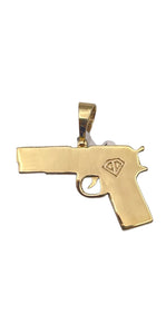 1.92 CT. Yellow Gold Diamond Gun Pendent In 10 KT