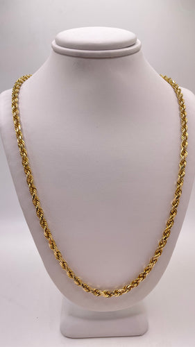 3.7mm Solid Rope Chain In 10 KT Yellow Gold