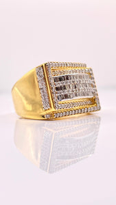 1.14 CT. Beautiful Baguette & Round Natural Diamond Men’s Rectangle Ring In 10 KT Yellow Gold