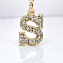 Load image into Gallery viewer, 0.57 CT. Natural Diamond Two-Tone Initial S Pendant In 10 KT Gold