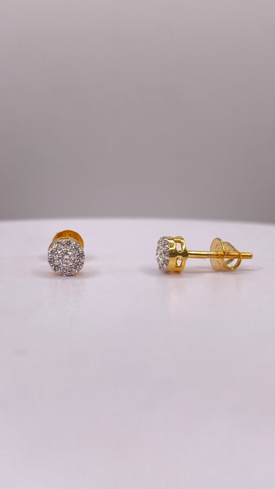 0.16 CT. Natural Diamond Round Shape Stud Earrings In 14 KT Yellow Gold