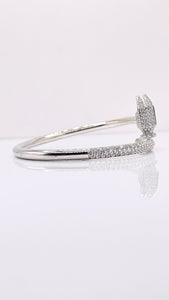 6.35 CT. Natural Diamond Hammer Bangle In 18 KT White Gold