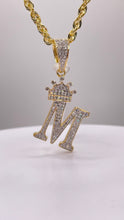 Load image into Gallery viewer, 0.69 CT. Natural Diamond Initial M Pendent With Crown In 10 KT Yellow Gold