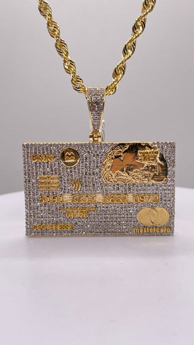 2.32 CT. Natural Diamond Credit Card Pendent In 10 KT Yellow Gold