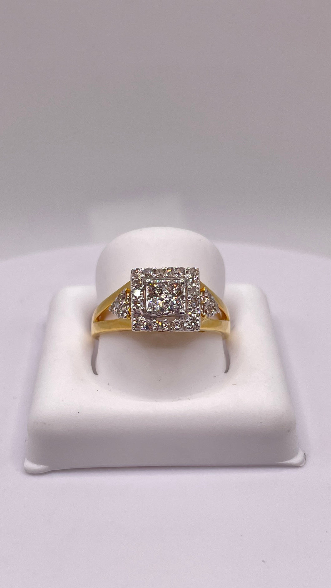 0.57 CT. Natural Diamond Women’s Square Shape Ring In 10 KT Yellow Gold