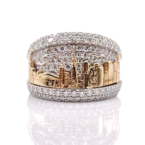 6.45 CT. Natural Diamond Skyline Men’s Ring In 10 KT Yellow & White Gold