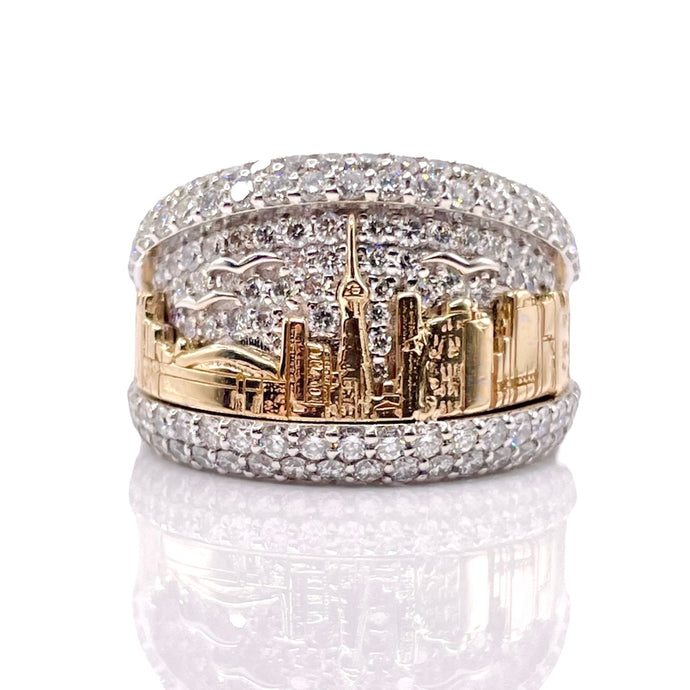 6.45 CT. Natural Diamond Skyline Men’s Ring In 10 KT Yellow & White Gold