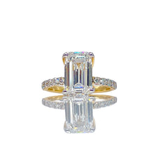 Load image into Gallery viewer, 4.05 CT. T.D.W Emerald Cut Lab Grown Diamond Engagement Ring In 18 KT Yellow Gold