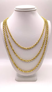3mm Semi Solid Rope Chain In 10 KT