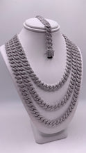 Load image into Gallery viewer, 8mm Miami Cuban Link Chain/Bracelet In Silver With CZ