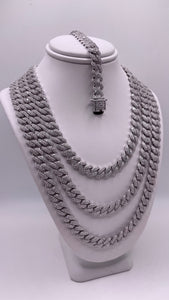 8mm Miami Cuban Link Chain/Bracelet In Silver With CZ