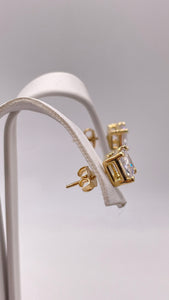 6.0mm Princess-Cut Cubic Zirconia Stud Earrings In 10 KT Yellow Gold