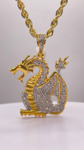 0.71 CT. Natural Diamond Dragon Pendent In 10 KT Yellow Gold