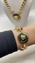 Load image into Gallery viewer, Medusa Face CZ Chain &amp; Bracelet Combo In 14 KT Yellow Gold